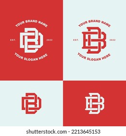 Letras BD o logotipo de plantilla de monograma DB inicial, diseño de placa para ropa, ropa, marca