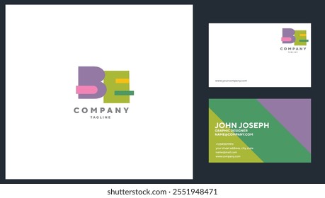 Letters BE Joint logo icon with business card vector template.