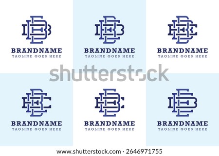 Letters BEB BBE EBB BEE EBE EEB Monogram Logo Set, suitable for any brand