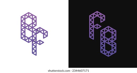 Letters BF and FB Polygon Logo Set, suitable for business related to polygon with BF and FB initials.