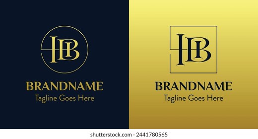 Letras BH en círculo y cuadrado conjunto de logotipos, para negocios con iniciales BH o HB