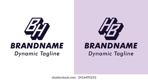 Letras BH y Logotipo de Monograma 3D HB, adaptado para negocios con iniciales BH o HB