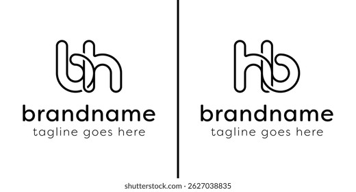 Buchstaben BH und HB Monogram Line Logo, geeignet für jedes Geschäft mit HB oder BH Initialen