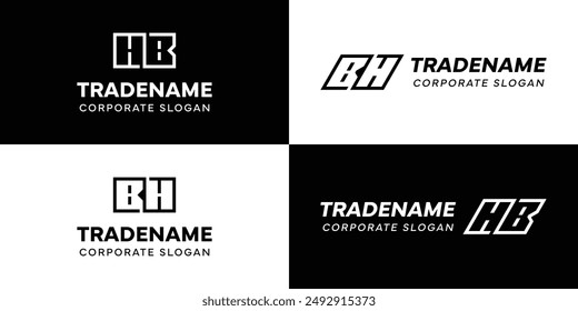 Buchstaben BH und HB Square und Dynamic Logo Set, für Unternehmen mit Initialen HB oder BH