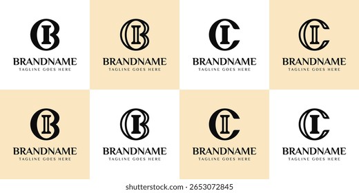 Letras BI y CI Logo Monogram Set, adecuado para cualquier negocio con BI IB CI iniciales