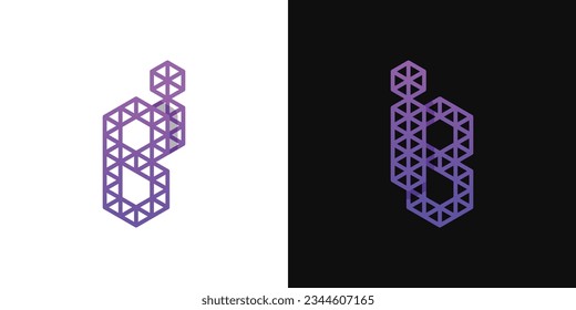 Juego de logotipos de polígonos BI y IB, adecuado para empresas relacionadas con polígonos con iniciales BI e IB.