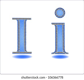 Letters I big and small in a jeans structure with a double line.