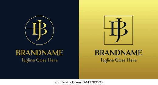Letters BJ In Circle and Square Logo Set, for business with BJ or JB initials