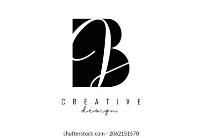 Letters BJ Logo with a minimalist design. Letters B and J with geometric and handwritten typography. Creative Vector Illustration with letters.