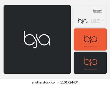 Letters BJA logo icon with business card vector template.