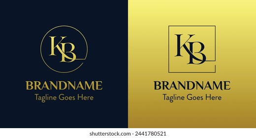 Letters BK In Circle and Square Logo Set, for business with BK or KB initials