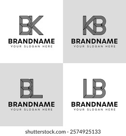 Letters BK KB BL LB Monogram Logo, for business with BK KB BL LB initials