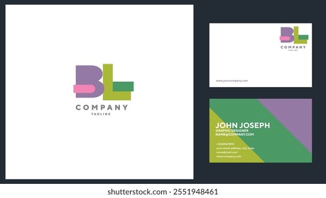 Letters BL Joint logo icon with business card vector template.