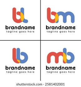 Letters bl lb bm mb Playful Logo, represent a fun, energetic, and joy