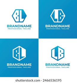 Letters BL and LB Hexagon Logo Set, suitable for business with LB or BL initials