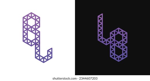 BL und LB Polygon Logo Set, geeignet für Geschäfte mit Polygon mit BL und LB Initialen.