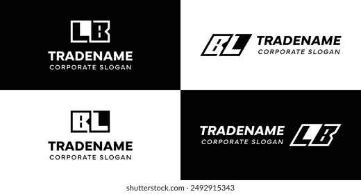 Letters BL and LB Square and Dynamic Logo Set, for business with Initials LB or BL