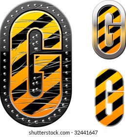 letters in black and yellow danger stripes