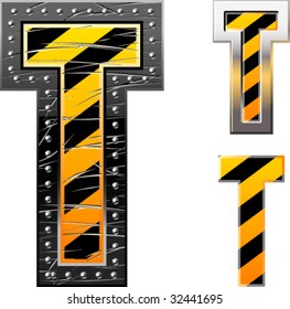 letters in black and yellow danger stripes