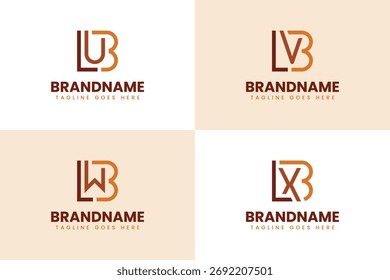 Letras BLU BLV BLW BLX Monograma Conjunto de Logotipos, para marca com iniciais LUB LVB LWB LXB