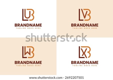 Letters BLU BLV BLW BLX Monogram Logo Set, for brand with LUB LVB LWB LXB initials