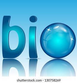letters of blue color and blue sphere