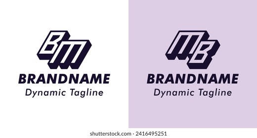 Letters BM and MB 3D Monogram Logo, Suitable for business with BM or MB initials