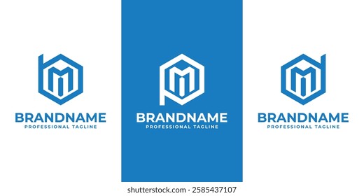 Letters BMI PMI DMI Hexagon Logo, for BMI BIM PMI PIM DMI DIM initials