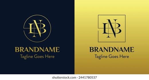 Letters BN In Circle and Square Logo Set, for business with BN or NB initials