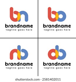 Letters bn nb bo ob Playful Logo, represent a fun, energetic, and joy