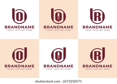 Letras BO BQ BR DO DQ DR Logo Monograma, para OB QB RB OD QD RD iniciales
