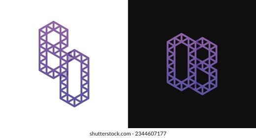 Letters BO and OB Polygon Logo Set, suitable for business related to polygon with BO and OB initials.