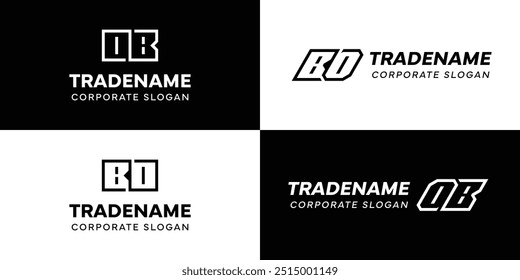 Letters BO and OB Square and Dynamic Logo Set, for business with Initials OB or BO