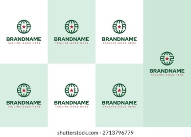 Letras BP BQ BR BS BU BY BZ Globe Star Logo, para iniciales PB QB RB SB UB BY ZB