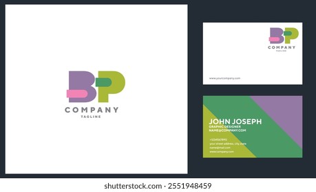 Letters BP Joint logo icon with business card vector template.