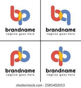 Letters bp pb bq qb Playful Logo, represent a fun, energetic, and joy