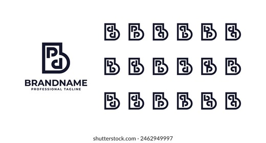 Letters bpd, bdd, bpp, bqq, bqb, bbp, bdq, bbb, bdb, bpb, bqd, bdp, bpq, bbd, bdd, bpp, bqp, bdq, bqq Logo Set