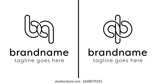 Letras BQ e QB Monogram Line Logo, adequado para qualquer negócio com iniciais de QB ou BQ