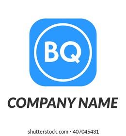 letters BQ rounded square shape icon logo blue