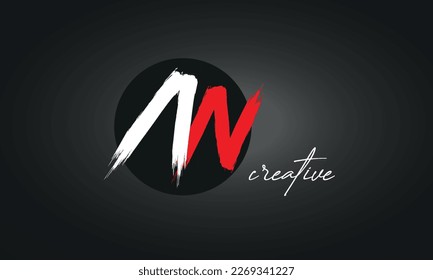 AN Letters Brush Paint Logo icon, Elegant Vector Design