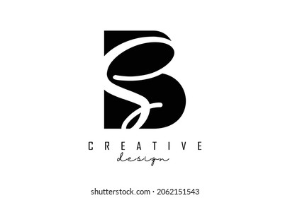 Letters BS Logo with a minimalist design. Letters B and S with geometric and handwritten typography. Creative Vector Illustration with letters.