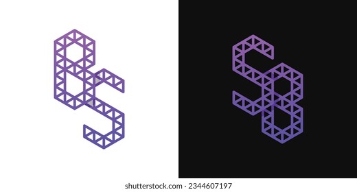 Letras BS y SB Polygon Logo Set, adecuado para negocios relacionados con polígono con iniciales BS y SB.