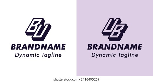 Buchstaben BU und UB 3D Monogram Logo, geeignet für Geschäfte mit BU- oder UB-Initialen