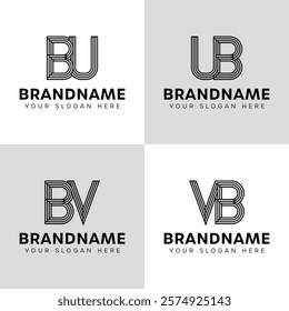 Letters BU UB BV VB Monogram Logo, for business with BU UB BV VB initials