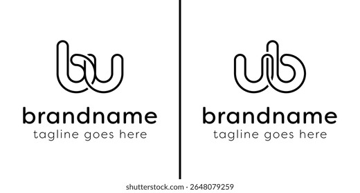Letras BU e UB Monogram Line Logo, adequado para qualquer negócio com iniciais UB ou BU