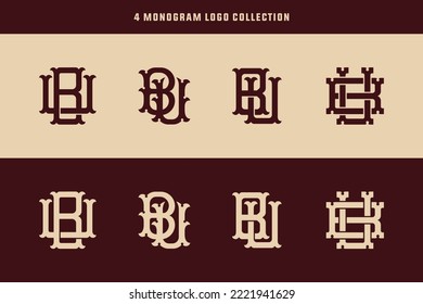 Letras BU o UB logotipo inicial de plantilla de monograma para ropa, ropa, marca