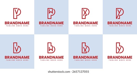 Cartas BV BW BX BY PV PW PX PY Logo Set, para VB WB XB BY VP WP XP YP iniciales