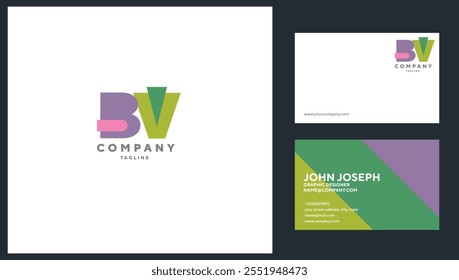 Letters BV Joint logo icon with business card vector template.