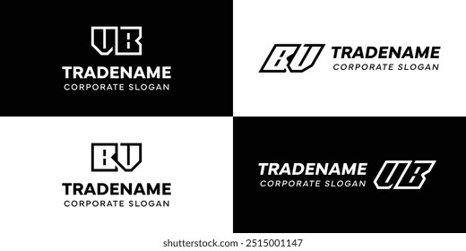 Letters BV and VB Square and Dynamic Logo Set, for business with Initials VB or BV