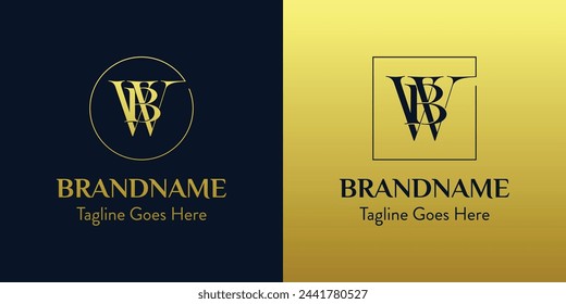 Letters BW In Circle and Square Logo Set, for business with BW or WB initials